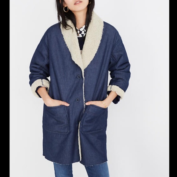 Madewell Sherpa-Bonded Denim Cocoon Coat - Picture 2 of 7